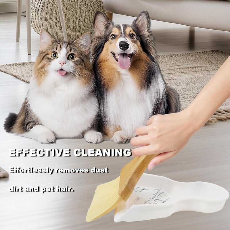 BSMstone Mini Broom and Dustpan Set Portable Hand Broom with Bamboo Handle Small Crumb Sweeper for Home, Bathroom, Kitchen, Car Interior, Office, Pet Areas (White) - Image 3
